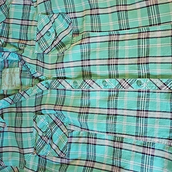 Western shirt, women's size 22/24. 2 pockets Jewel buttons. Tourqwise plaid. - Picture 4 of 8